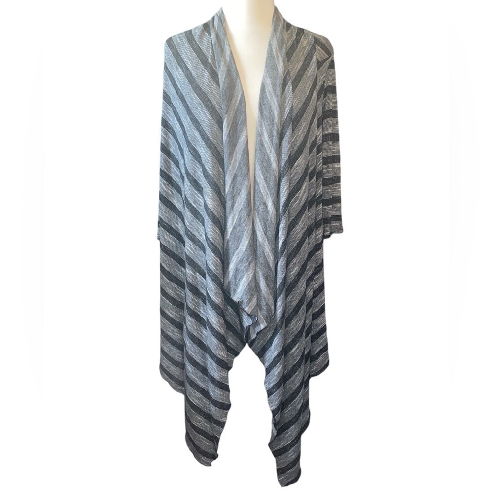 Soma cardigan knit textured stripe activewear drape front elbow length Sz MD NWT